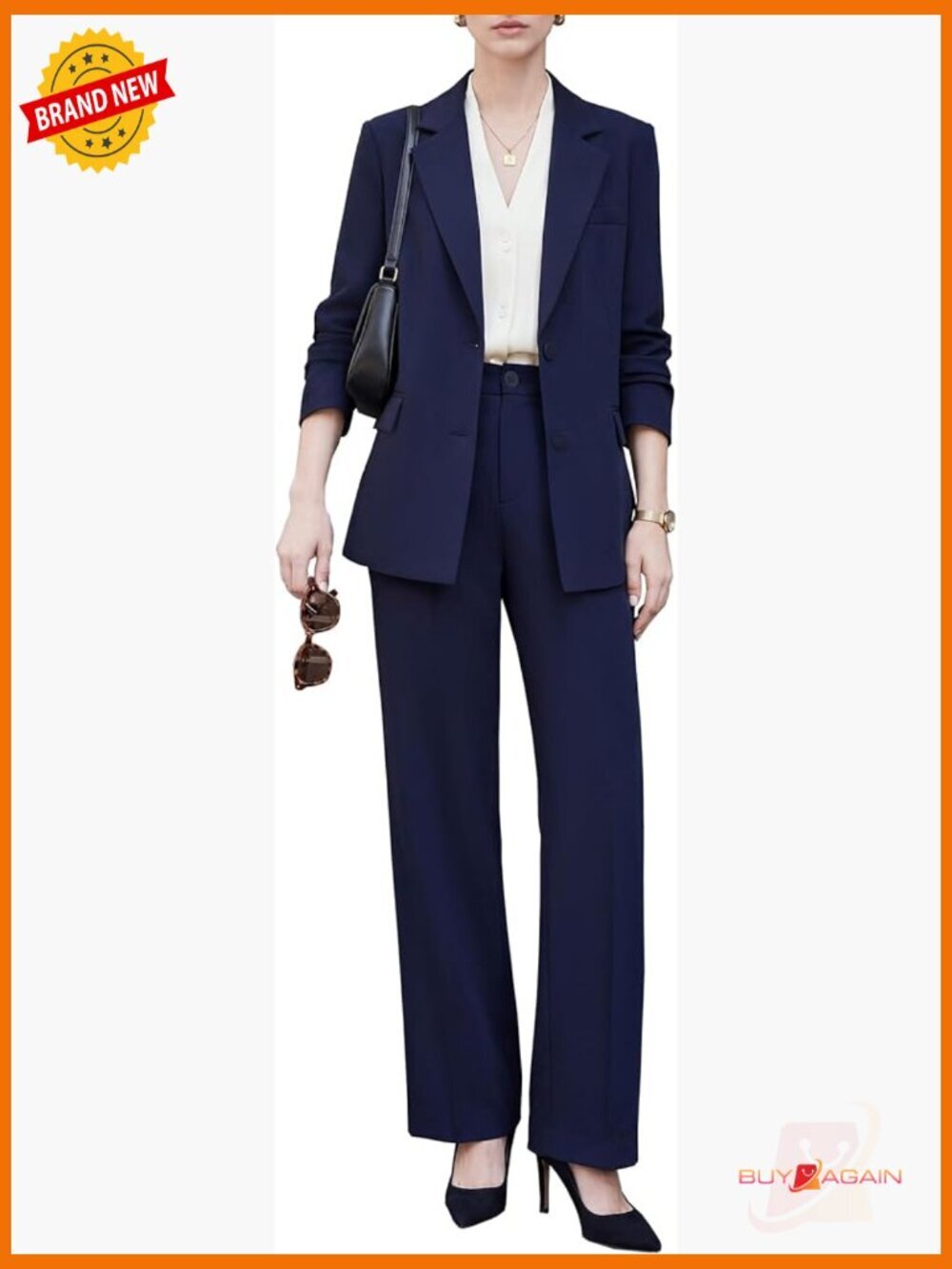 2pc Oversized Blazer & Wide Leg Trouser Set Business Casual Pantsuit